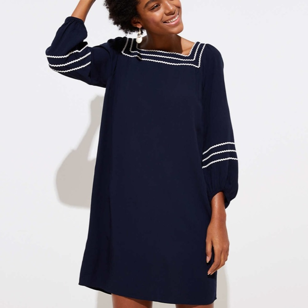 NEW! Loft Zig Zag Blouson Dress, size Medium